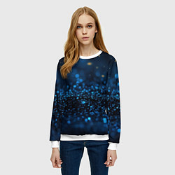 Свитшот женский Боке блестяшки на черном, цвет: 3D-белый — фото 2