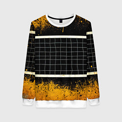 Свитшот женский Волейбольная сетка на черном, цвет: 3D-белый