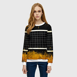 Свитшот женский Волейбольная сетка на черном, цвет: 3D-белый — фото 2