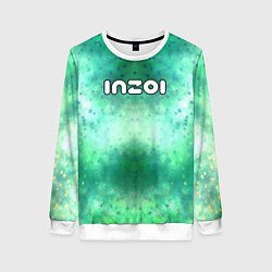 Женский свитшот Inzoi белый логотип на зеленом фоне