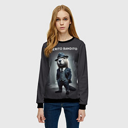 Свитшот женский Бобер бандин мем, цвет: 3D-черный — фото 2