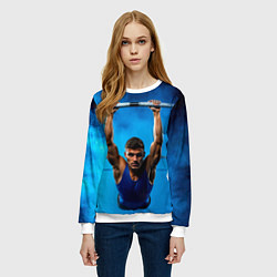 Свитшот женский Турникмен синий дым, цвет: 3D-белый — фото 2