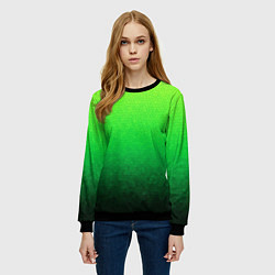 Свитшот женский Градиент мозаика зелёный в тёмный, цвет: 3D-черный — фото 2