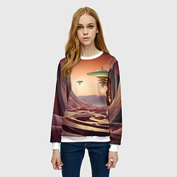 Свитшот женский Фантастический инопланетный город, цвет: 3D-белый — фото 2