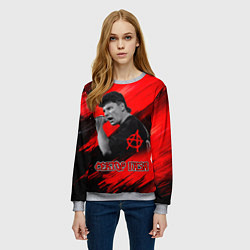 Свитшот женский Юрий Хой красно-черный фон, цвет: 3D-меланж — фото 2