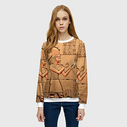 Свитшот женский Фараон со смартфоном египетский барельеф, цвет: 3D-белый — фото 2