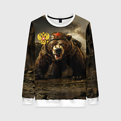 Свитшот женский Русский медведь в стиле СССР, цвет: 3D-белый