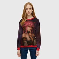 Свитшот женский Яэ Мико жрица лисица, цвет: 3D-красный — фото 2