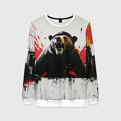 Женский свитшот Медведь и брызги краски