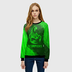 Свитшот женский Scorpions - green gradient, цвет: 3D-черный — фото 2