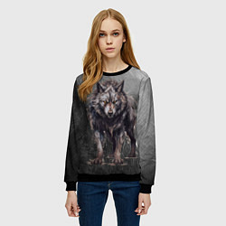 Свитшот женский The fierce wolf, цвет: 3D-черный — фото 2