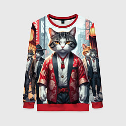 Свитшот женский Котики якудза, цвет: 3D-красный