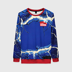 Свитшот женский Russia blue abstract, цвет: 3D-красный