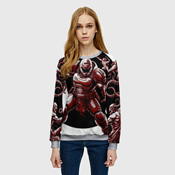 Свитшот женский Doom red guardian, цвет: 3D-меланж — фото 2