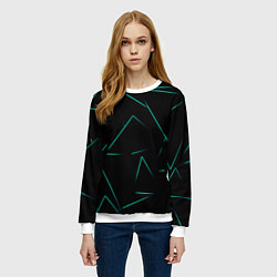 Свитшот женский Color turquoise line, цвет: 3D-белый — фото 2