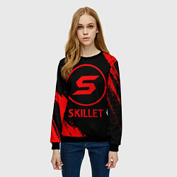 Свитшот женский Skillet - red gradient, цвет: 3D-черный — фото 2