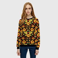 Свитшот женский Русская узорная роспись, цвет: 3D-черный — фото 2
