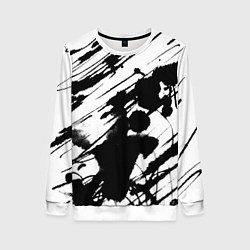 Женский свитшот Брызги и штрихи черной краски