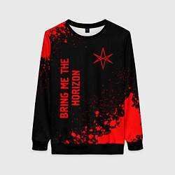 Свитшот женский Bring Me the Horizon - red gradient вертикально, цвет: 3D-черный