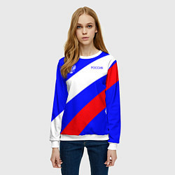 Свитшот женский Россия с гербом и цветами флага, цвет: 3D-белый — фото 2