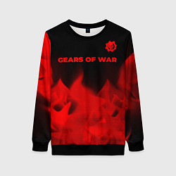 Свитшот женский Gears of War - red gradient посередине, цвет: 3D-черный