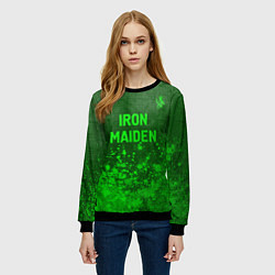 Свитшот женский Iron Maiden - green gradient посередине, цвет: 3D-черный — фото 2