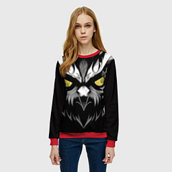 Свитшот женский Взгляд филина, цвет: 3D-красный — фото 2