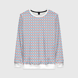 Женский свитшот Красно-синие фигуры на белом фоне