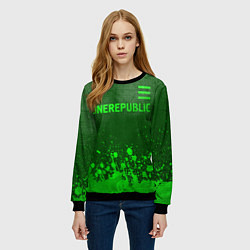 Свитшот женский OneRepublic - green gradient посередине, цвет: 3D-черный — фото 2