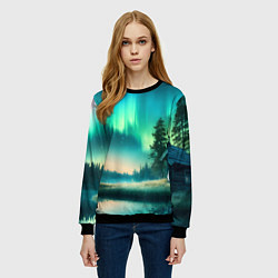 Свитшот женский Салатневое небо, цвет: 3D-черный — фото 2