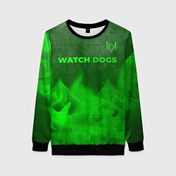 Свитшот женский Watch Dogs - green gradient посередине, цвет: 3D-черный