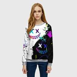 Свитшот женский Неоновые брызги - жуткие улыбки, цвет: 3D-меланж — фото 2