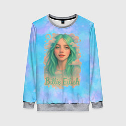 Свитшот женский Билли Айлиш с зелеными волосами, цвет: 3D-меланж