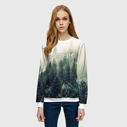 Свитшот женский Лес мой храм - текстом рун, цвет: 3D-белый — фото 2
