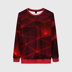 Женский свитшот Красные полигоны с неоном