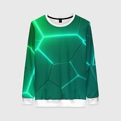 Свитшот женский Зеленые неоновые плитки, цвет: 3D-белый