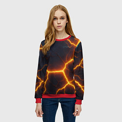 Свитшот женский Молнии и черные объемные плиты, цвет: 3D-красный — фото 2