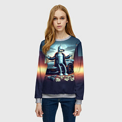 Свитшот женский Бендер рядом с Ламбо и рассыпанным баблом, цвет: 3D-меланж — фото 2