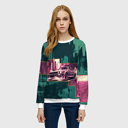 Свитшот женский Дрифтующий спорткар, цвет: 3D-белый — фото 2