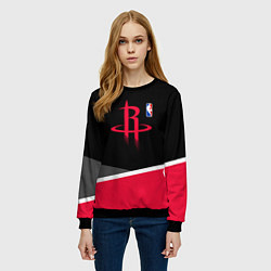 Свитшот женский Хьюстон Рокетс - линии, цвет: 3D-черный — фото 2