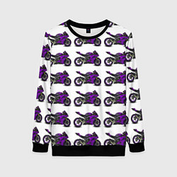 Свитшот женский Motorcycle purple, цвет: 3D-черный
