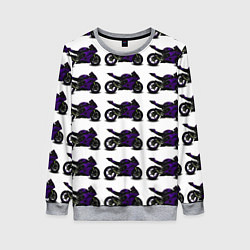 Свитшот женский The motorcycle is dark purple, цвет: 3D-меланж
