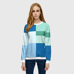 Свитшот женский Мятное небо колор-блок, цвет: 3D-белый — фото 2