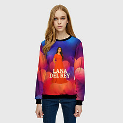 Свитшот женский Lana Del Rey на фоне сердечек, цвет: 3D-черный — фото 2