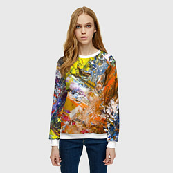 Свитшот женский Живая Абстракция: Поток Цветов и Форм в Постоянном, цвет: 3D-белый — фото 2
