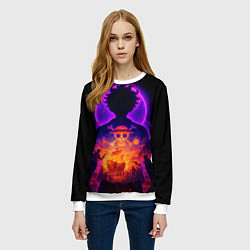 Свитшот женский Ванпис - неоновый Луффи, цвет: 3D-белый — фото 2