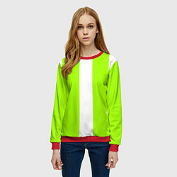 Свитшот женский Color light green white stripes, цвет: 3D-красный — фото 2