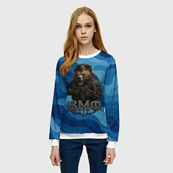 Свитшот женский ВМФ медведь, цвет: 3D-белый — фото 2