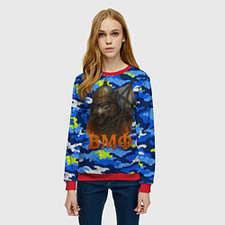 Свитшот женский ВМФ злой медведь в шлеме, цвет: 3D-красный — фото 2