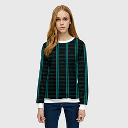 Свитшот женский Color blue dark stripe, цвет: 3D-белый — фото 2